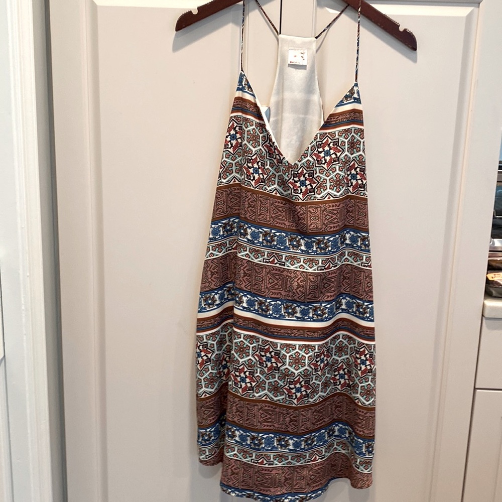 Ady&Lu spaghetti strap printed dress with lining. New multicolored thin straps.